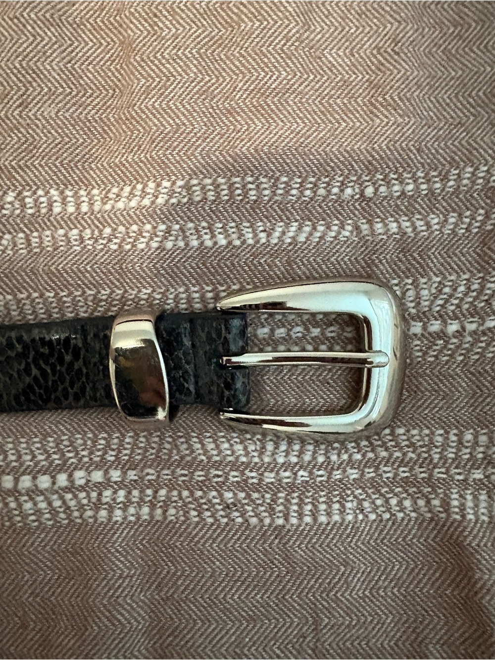 Men's Black Leather Belt with Silver Buckle